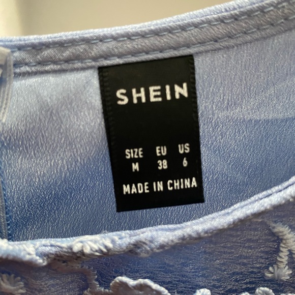 Blue Floral Appliqué & Pearl Detail Dress - Picture 5 of 5